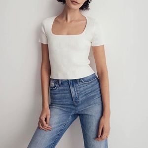 Madewell Square-neck Sweater Crop Tee